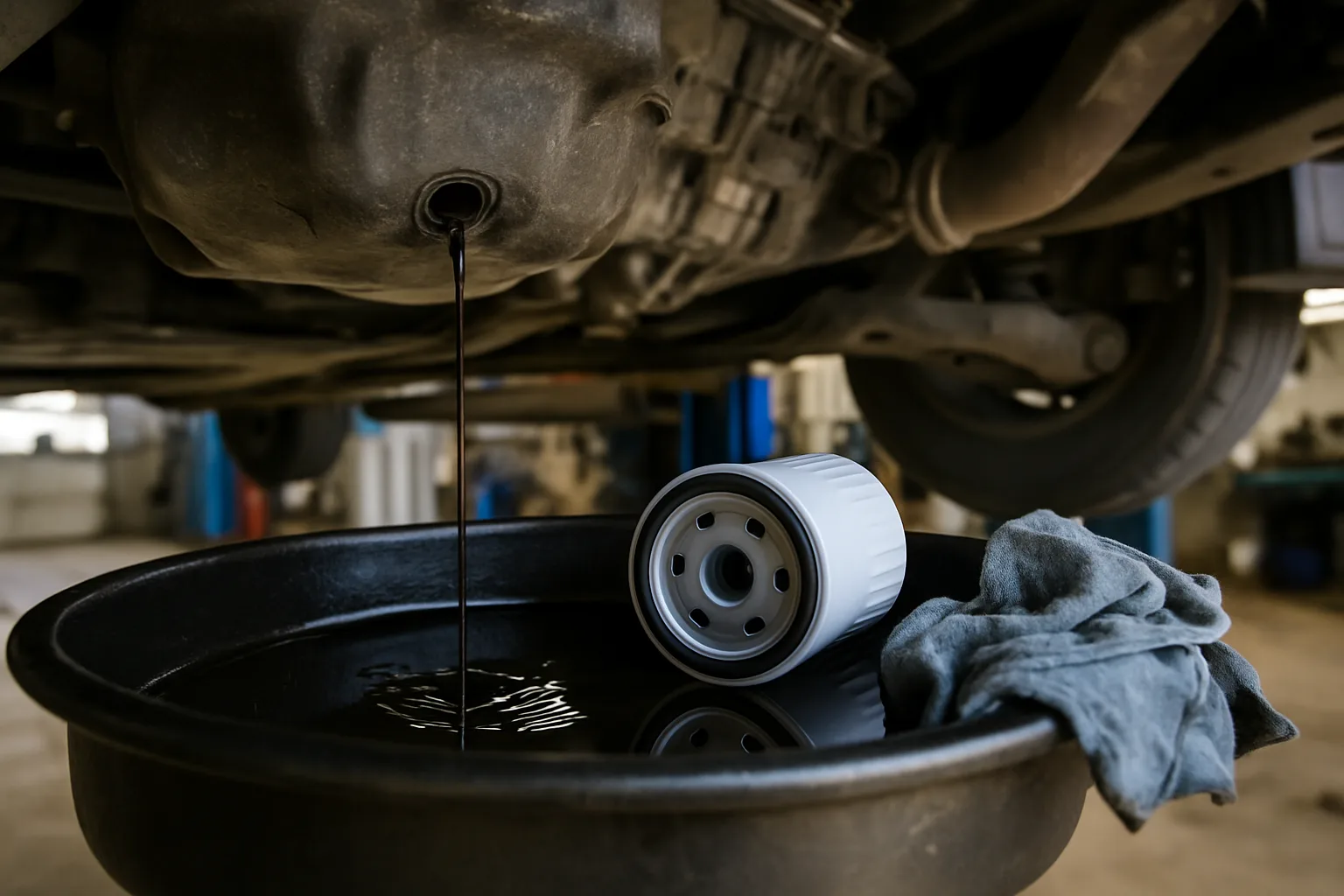 Oil maintenance service being performed