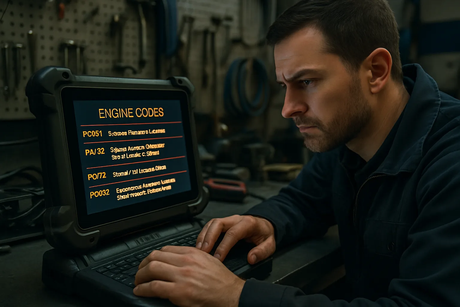Engine diagnostic scan showing repair codes and vehicle information